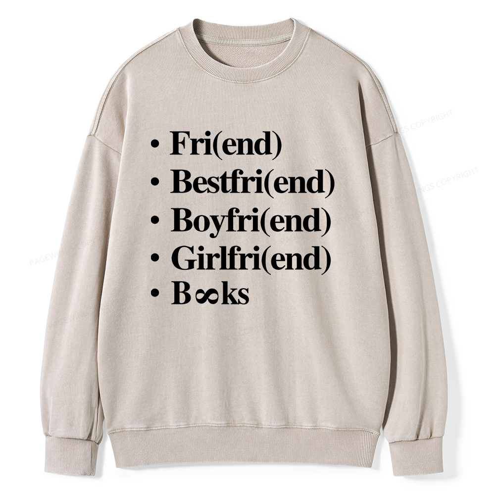 Pagewings Friends Love And Books Matter Unisex Washed Sweatshirt