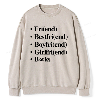 Pagewings Friends Love And Books Matter Unisex Washed Sweatshirt