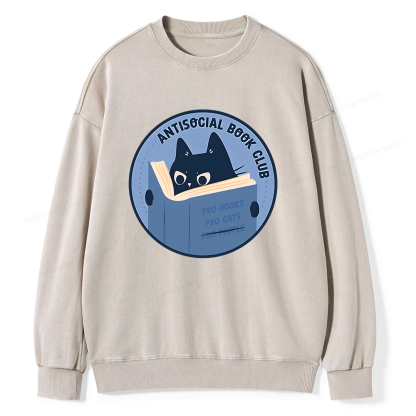 Pagewings Anitisocial Book Club Unisex Washed Sweatshirt