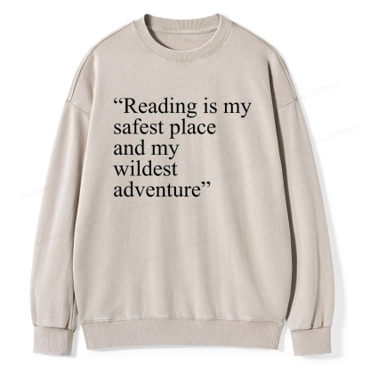  Pagewings Reading Is My Safest Place Unisex Washed Sweatshirt