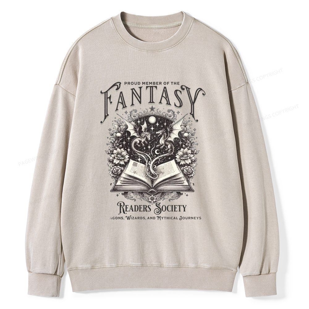 Pagewings Fantasy Readers Society Unisex Washed Sweatshirt