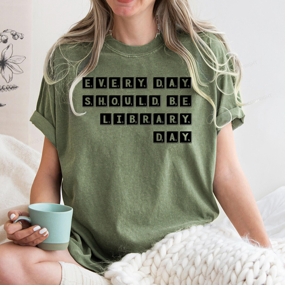 Pagewings Every Day Should be Library Day Unisex Washed T-shirt