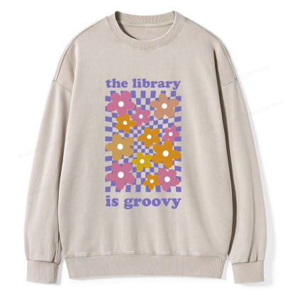 Pagewings The Library is Groovy Unisex Washed Sweatshirt