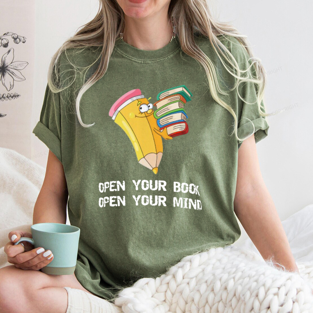 Pagewings Open Your Book Open Your Mind Unisex Washed T-shirt
