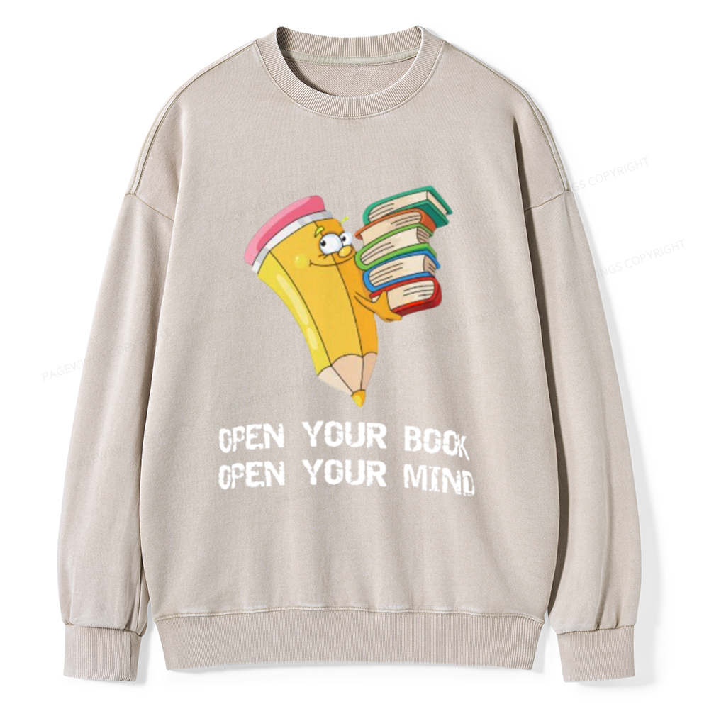 Pagewings Open Your Book Open Your Mind Unisex Washed Sweatshirt