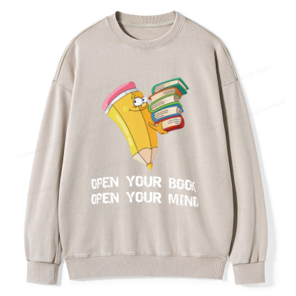 Pagewings Open Your Book Open Your Mind Unisex Washed Sweatshirt