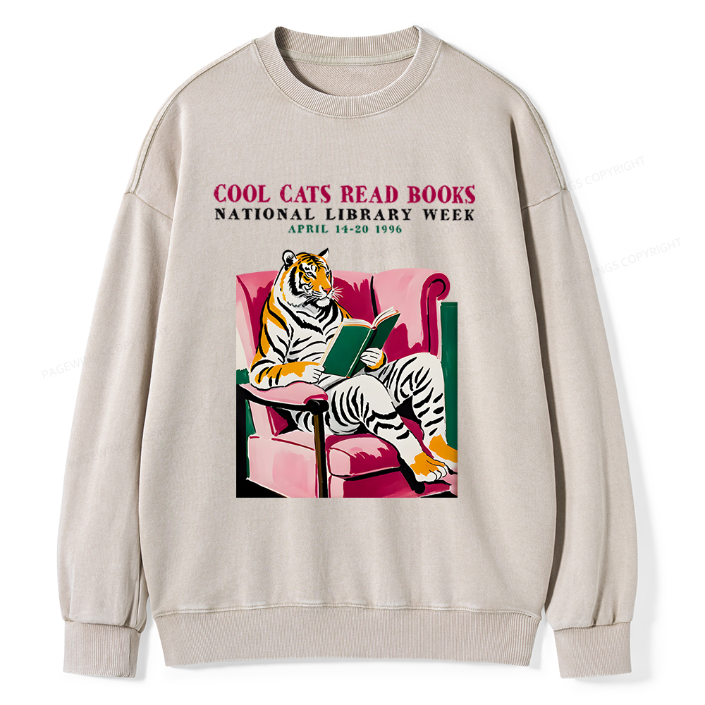 Pagewings Library Week Poster 1996 Unisex Washed Sweatshirt