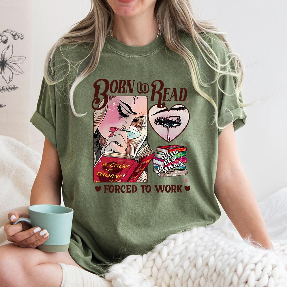 Pagewings Born To Read Bookish Unisex Washed T-shirt