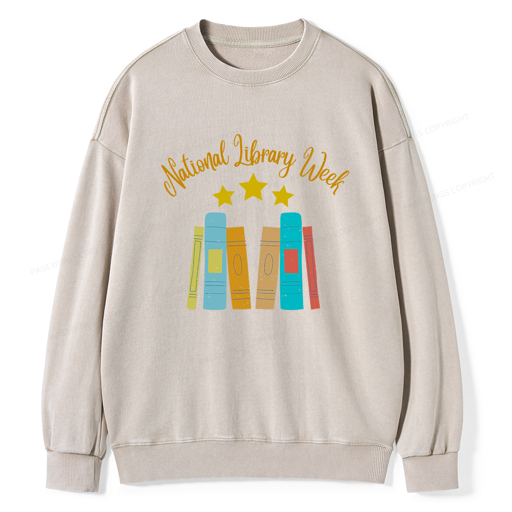 Pagewings National Library Week Unisex Washed Sweatshirt