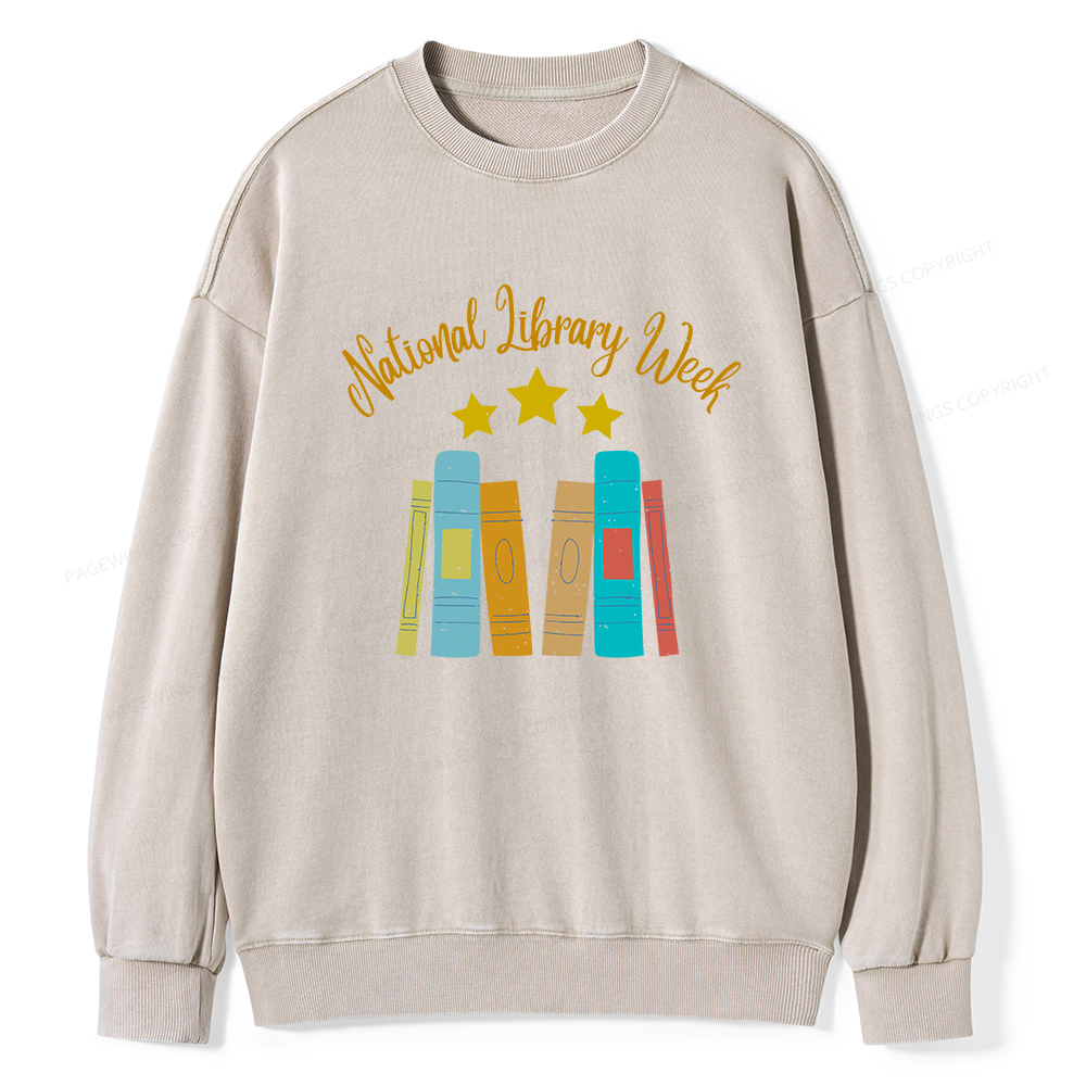 Pagewings National Library Week Unisex Washed Sweatshirt