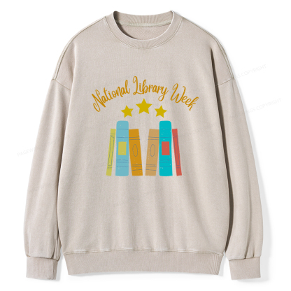 Pagewings National Library Week Unisex Washed Sweatshirt