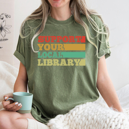Pagewings Support Your Local Library Unisex Washed T-shirt
