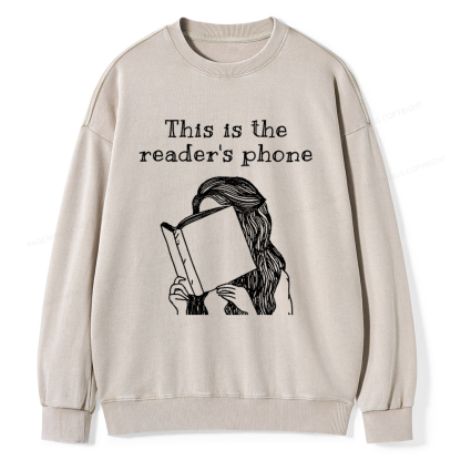 Pagewings This Is The Readers Phone Unisex Washed Sweatshirt