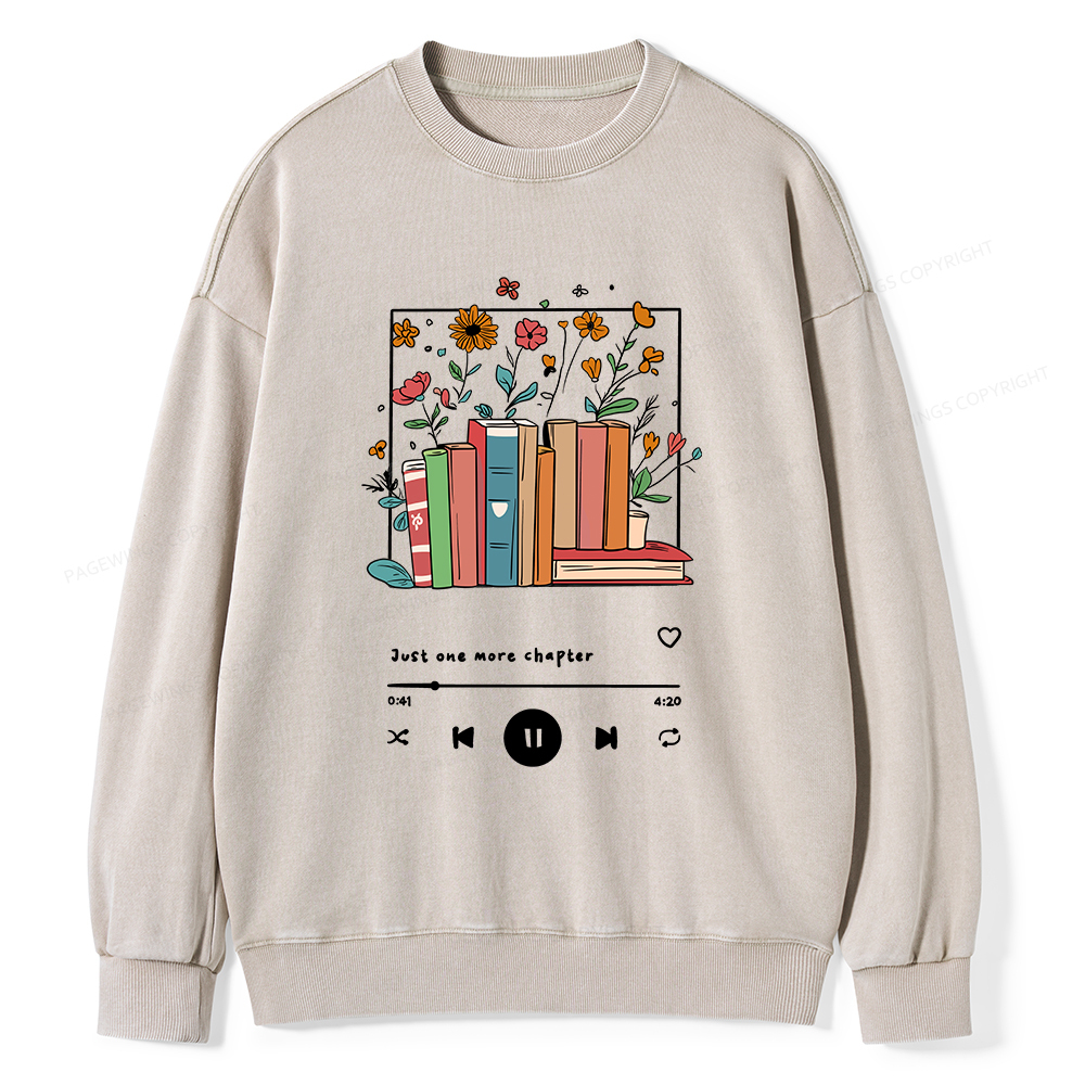 Pagewings Just One More Chapter Unisex Washed Sweatshirt