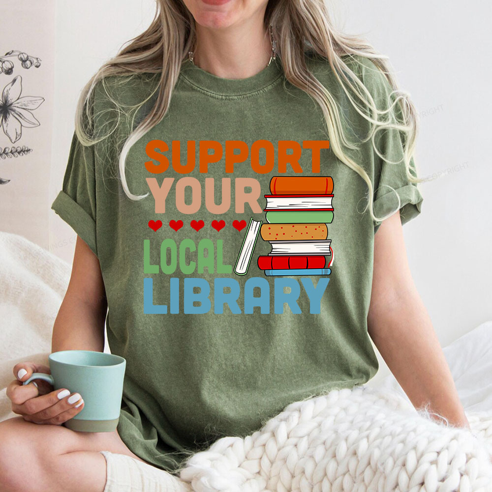 Pagewings Support Your Local Library Unisex Washed T-shirt