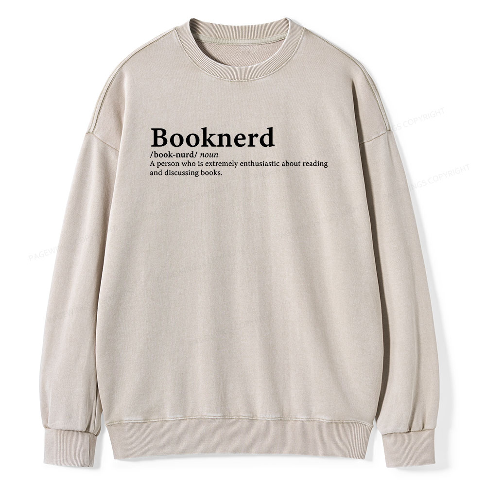 Pagewings Booknerd Book Lover Enthusiast Unisex Washed Sweatshirt