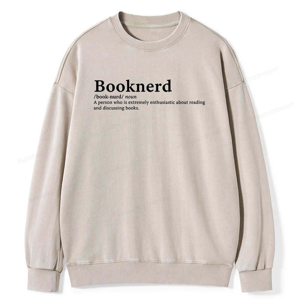 Pagewings Booknerd Book Lover Enthusiast Unisex Washed Sweatshirt