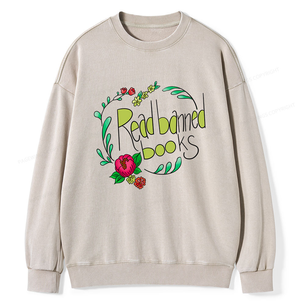Pagewings Read Banned Books Unisex Washed Sweatshirt