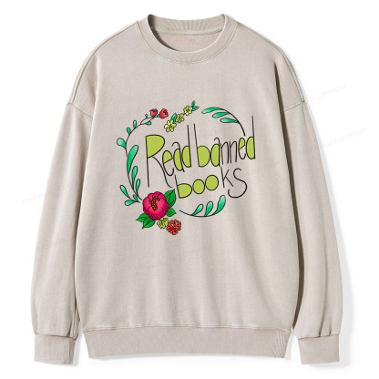 Pagewings Read Banned Books Unisex Washed Sweatshirt
