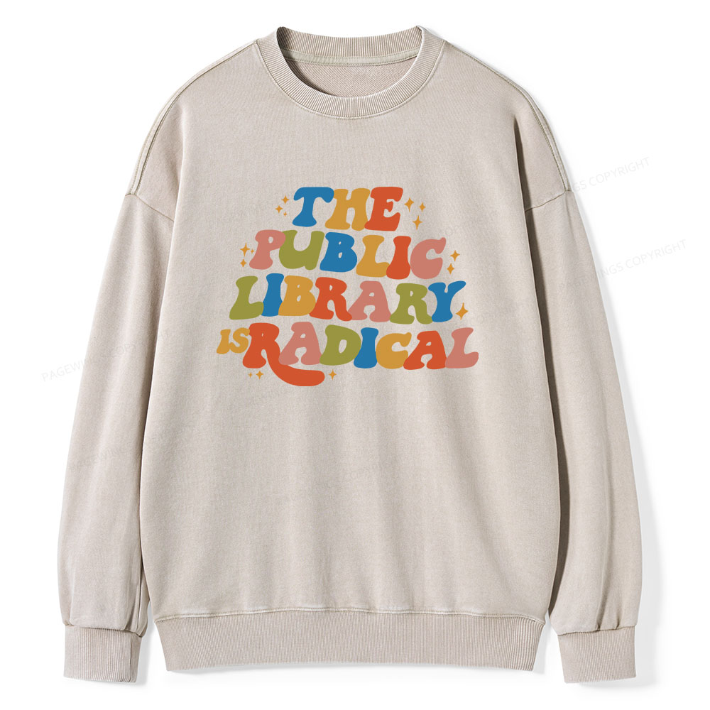 Pagewings Public Library Unisex Washed Sweatshirt