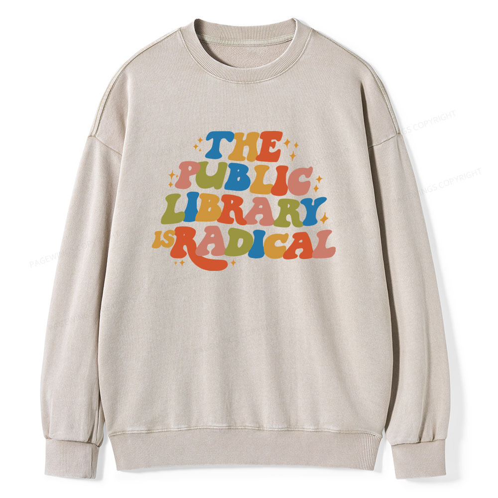 Pagewings Public Library Unisex Washed Sweatshirt