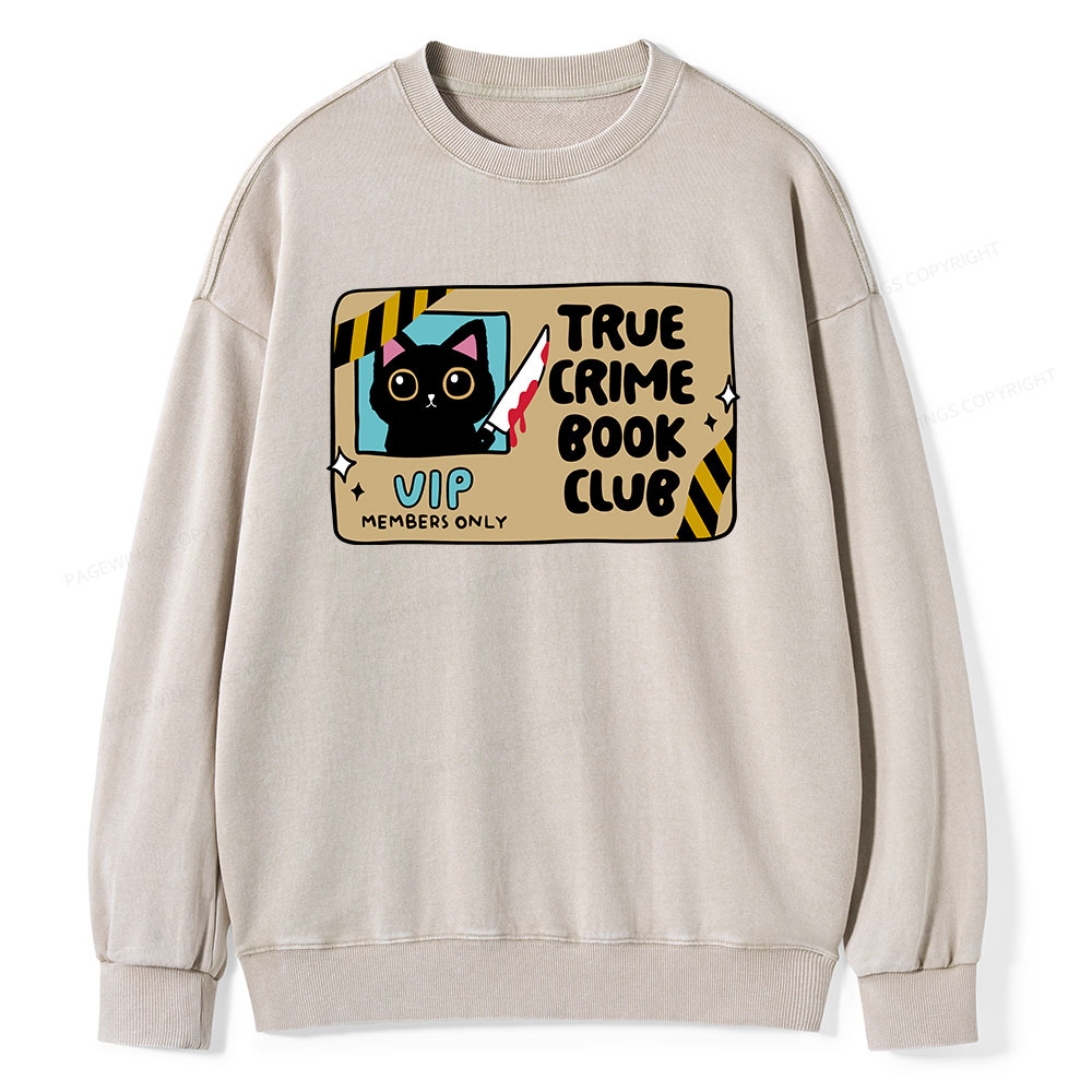 Pagewings True Crime Book Club Unisex Washed Sweatshirt