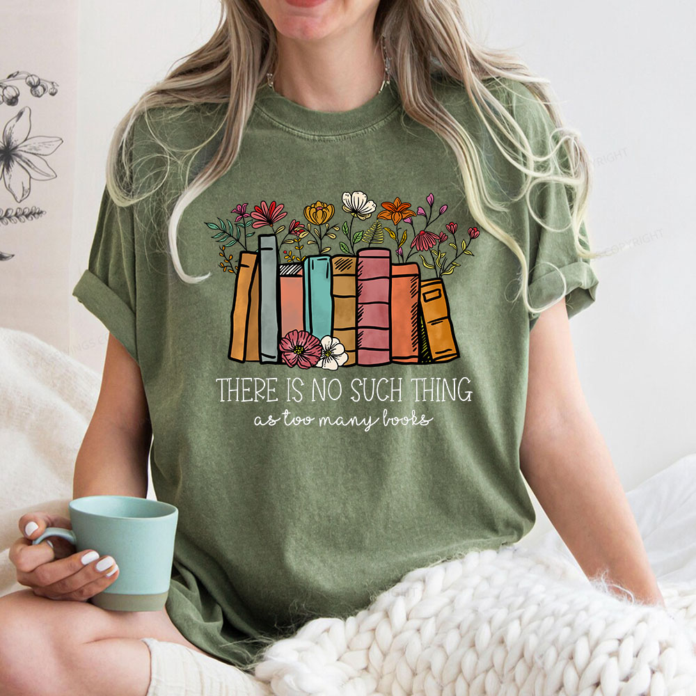 Pagewings There Is No Such Thing As Too Many Books Unisex Washed T-shirt