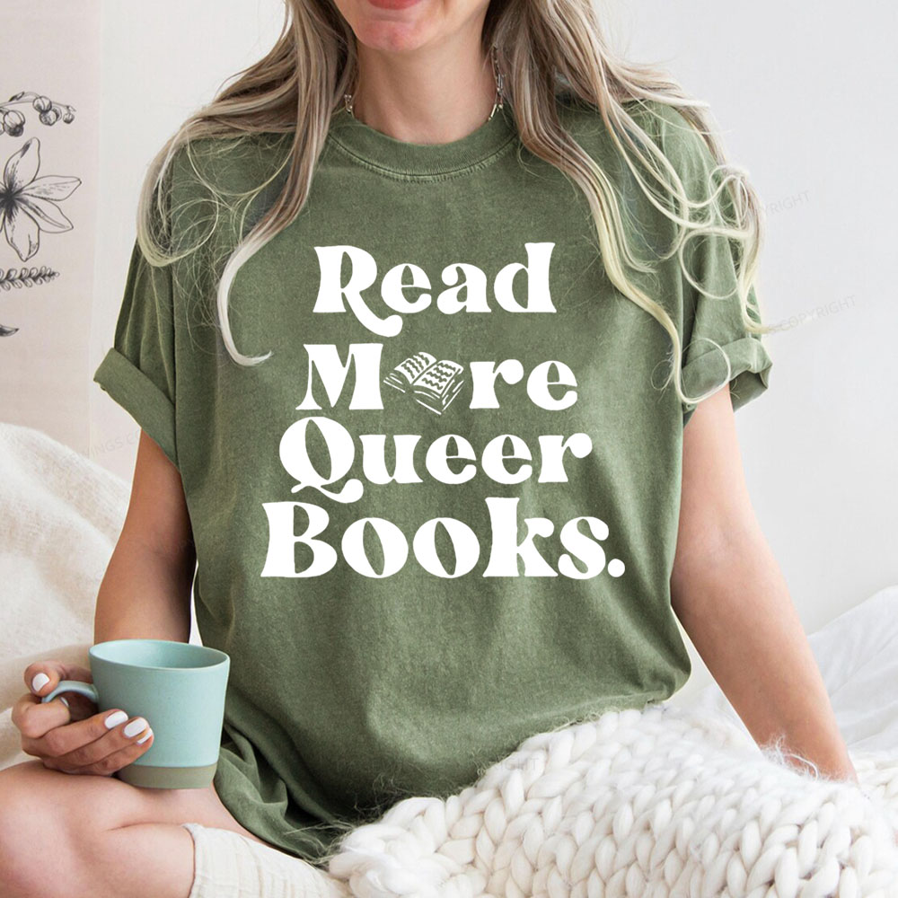 Pagewings Read More Queer Books Unisex Washed T-shirt