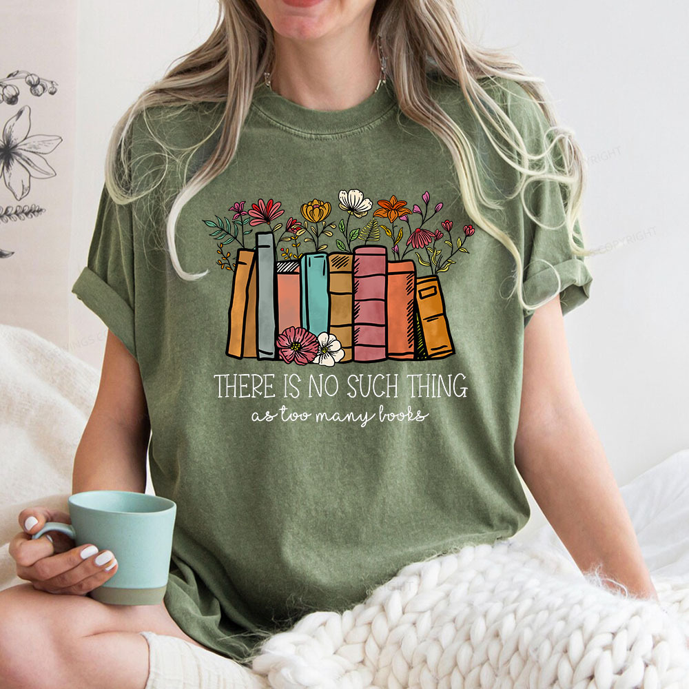 Pagewings There Is No Such Thing As Too Many Books Unisex Washed T-shirt