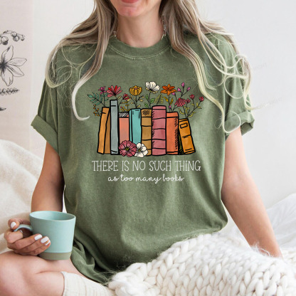 Pagewings There Is No Such Thing As Too Many Books Unisex Washed T-shirt