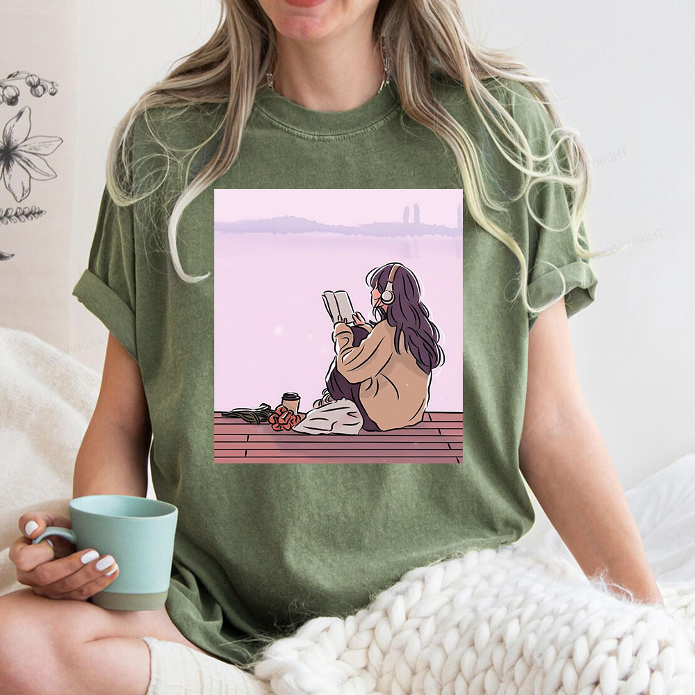 Pagewings A Girl Who Loves To Read Unisex Washed T-shirt