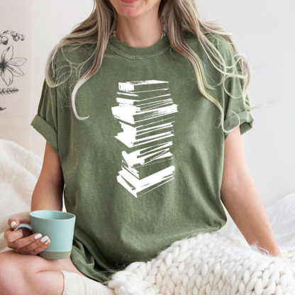 Pagewings Stack of Books Unisex Washed T-shirt