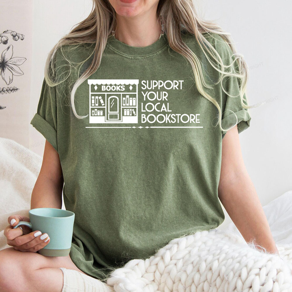 Pagewings Support Your Local Bookstore Unisex Washed T-shirt