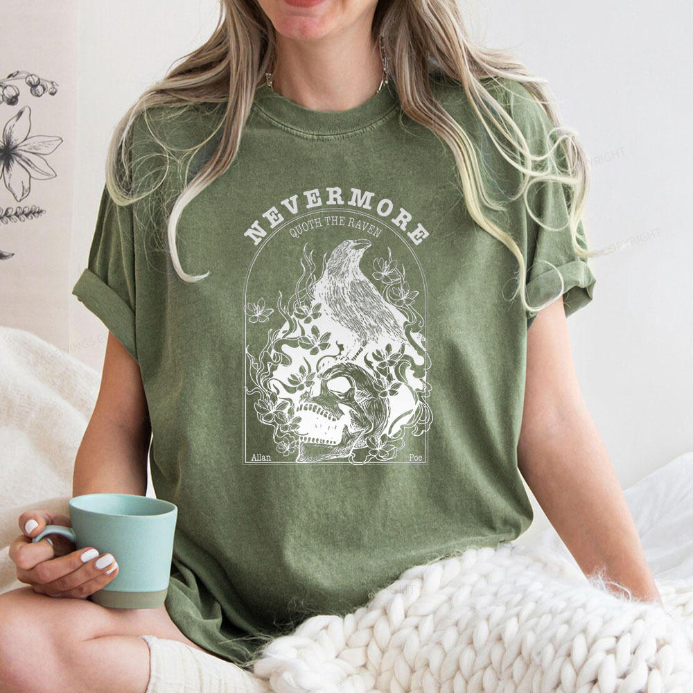 Pagewings Nevermore Quoth The Raven Unisex Washed T-shirt
