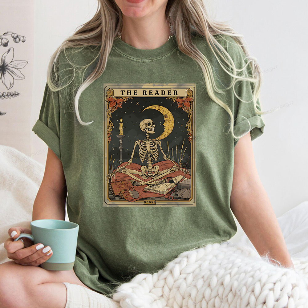 Pagewings The Reader Tarot Card Unisex Washed T-shirt