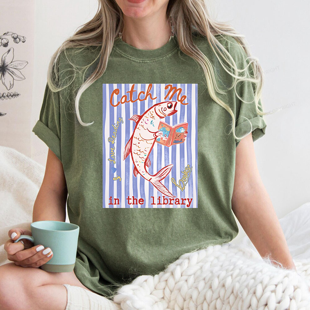 Pagewings Catch Me In The Library Unisex Washed T-shirt