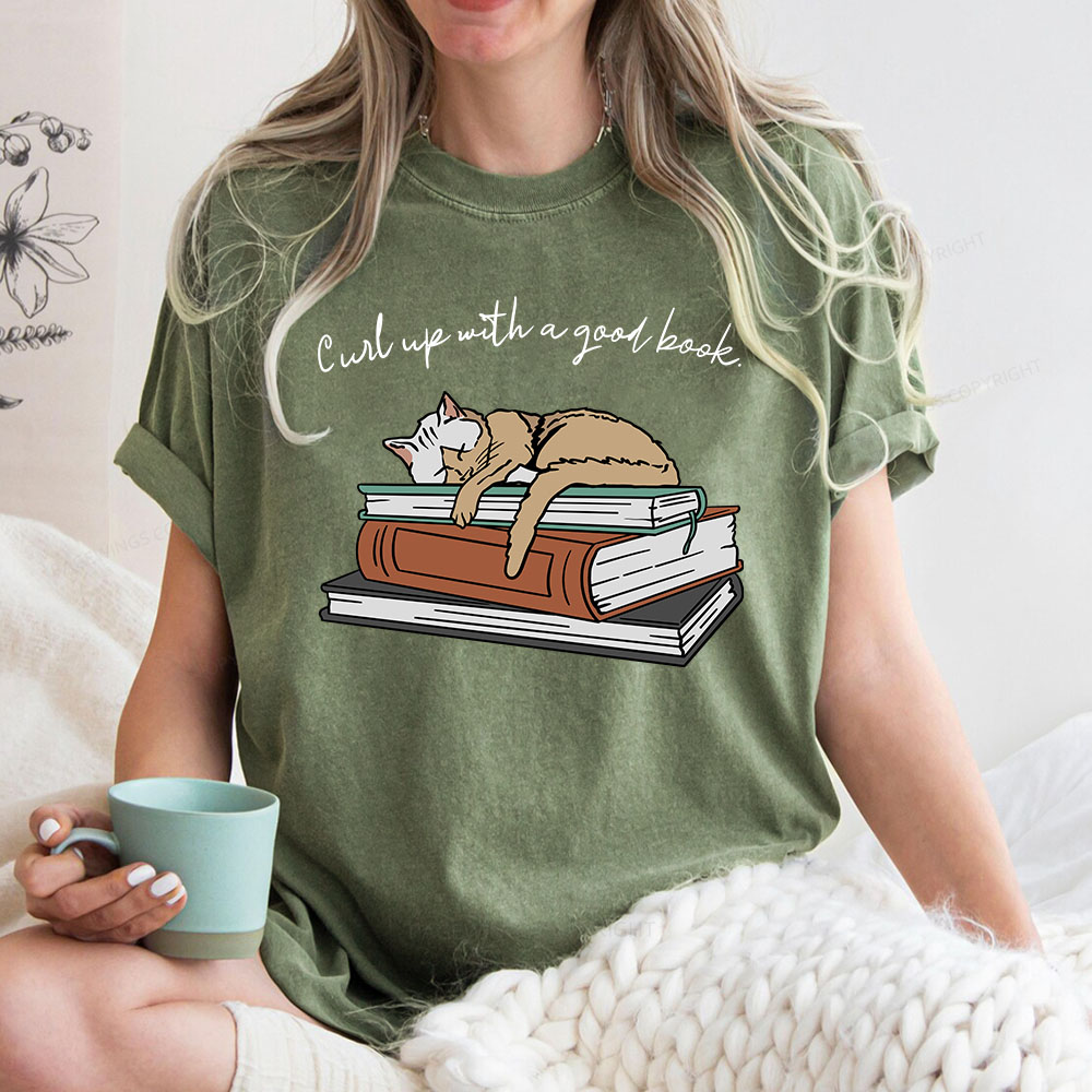 Pagewings Curl Up with a Good Book Unisex Washed T-shirt