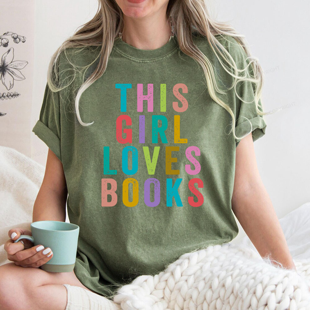 Pagewings This Girl Loves Books Unisex Washed T-shirt