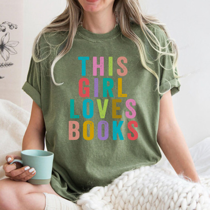 Pagewings This Girl Loves Books Unisex Washed T-shirt