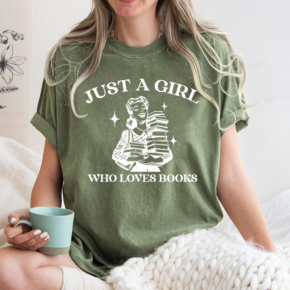 Pagewings Just A Girl Who Loves Books Unisex Washed T-shirt