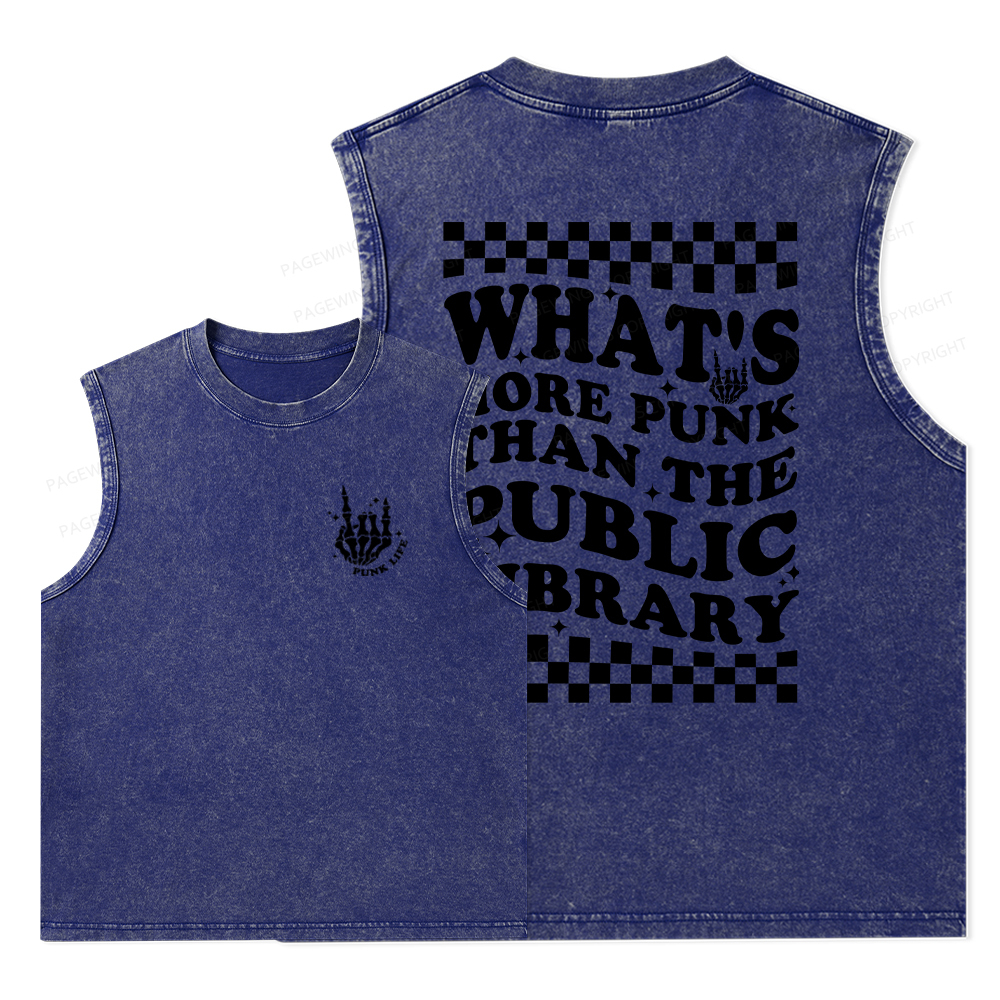 Pagewings punk the public library Unisex Washed Tank Top