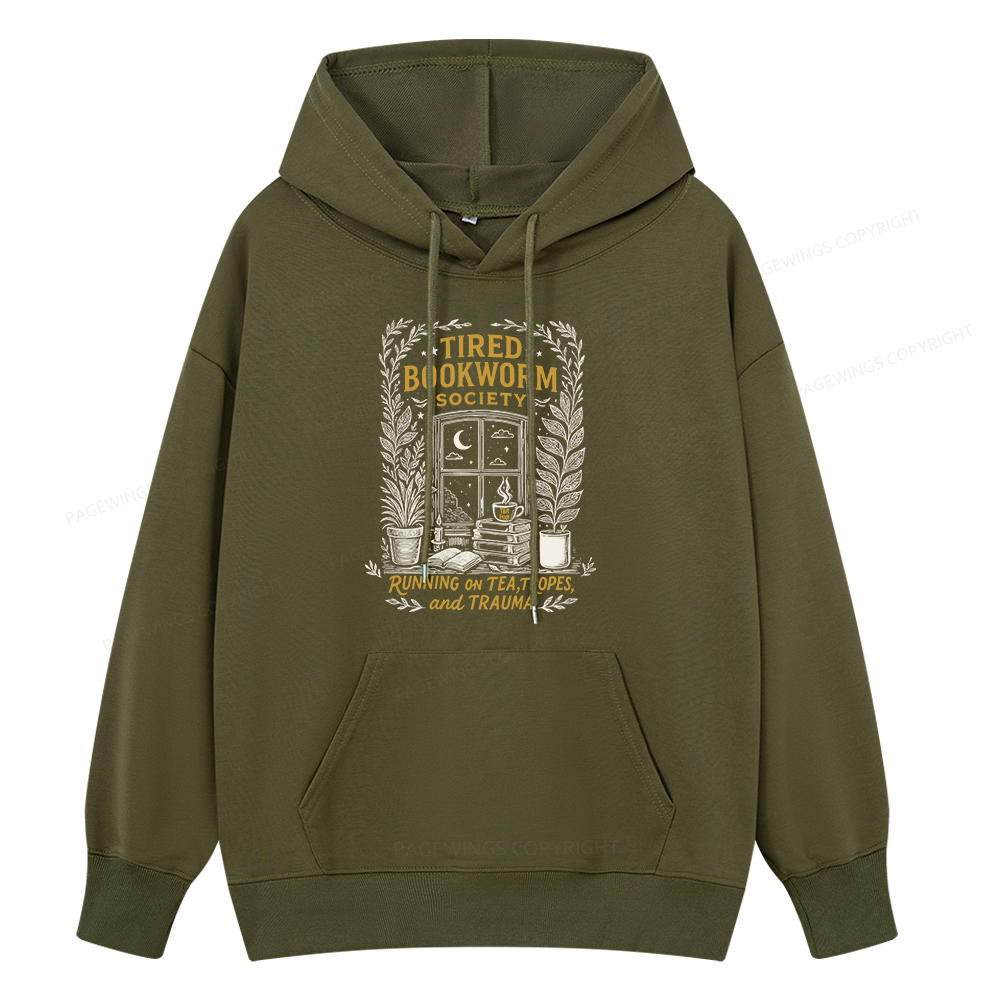Pagewings Tired Bookworm Society Unisex Classic Hoodie