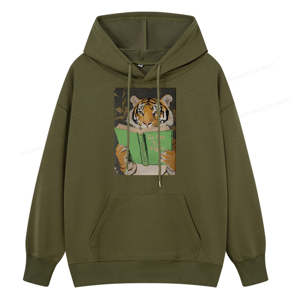 Pagewings Motivational Tiger Reading Unisex Classic Hoodie