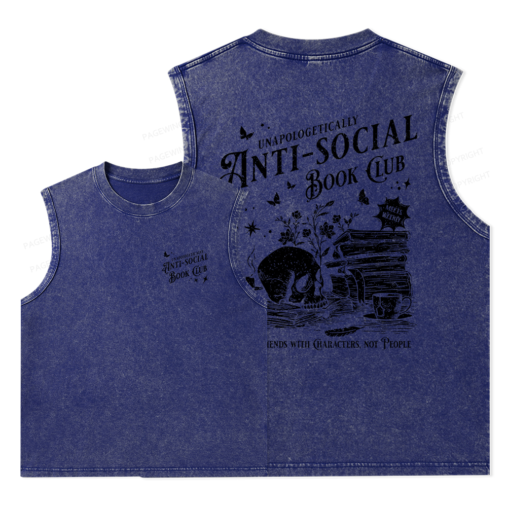 Pagewings Anti-social Book Club Comfort Colors Unisex Washed Tank Top