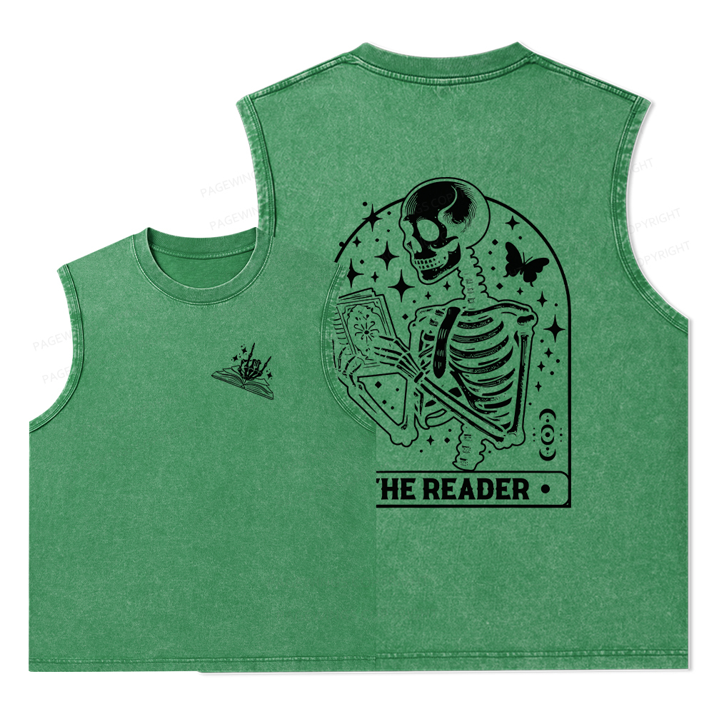 Pagewings The Reader Tarot Card Shirt Unisex Washed Tank Top