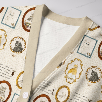 Pagewings Cats And Reading Unisex Ugly Cardigan Sweaters