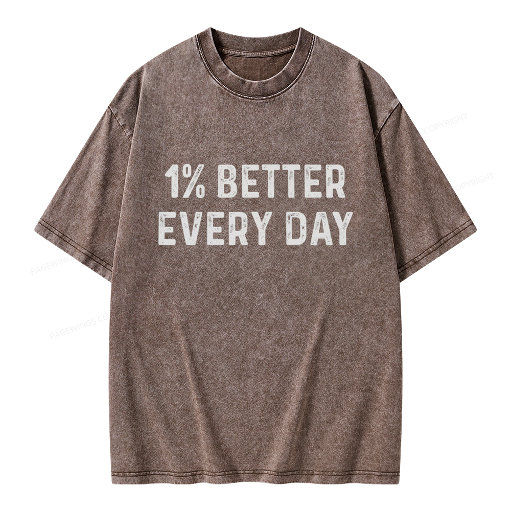 Pagewings 1% Better Every Day Unisex Washed T-shirt