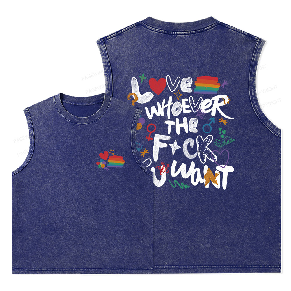 Pagewings Love Whoever The F*ck You Want Unisex Washed Tank Top