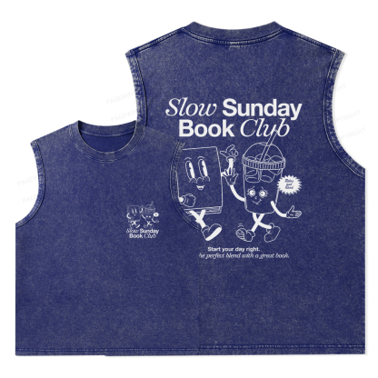 Pagewings Slow Sunday Book Club Unisex Washed Tank Top
