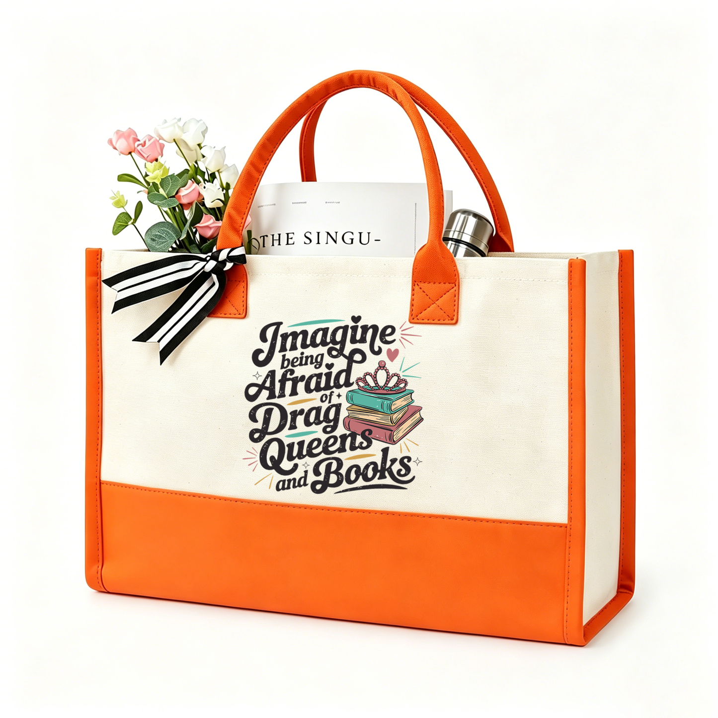 Pagewings Imagine Being Afraid Of Drag Queens And Books11701 Large Tote Bag